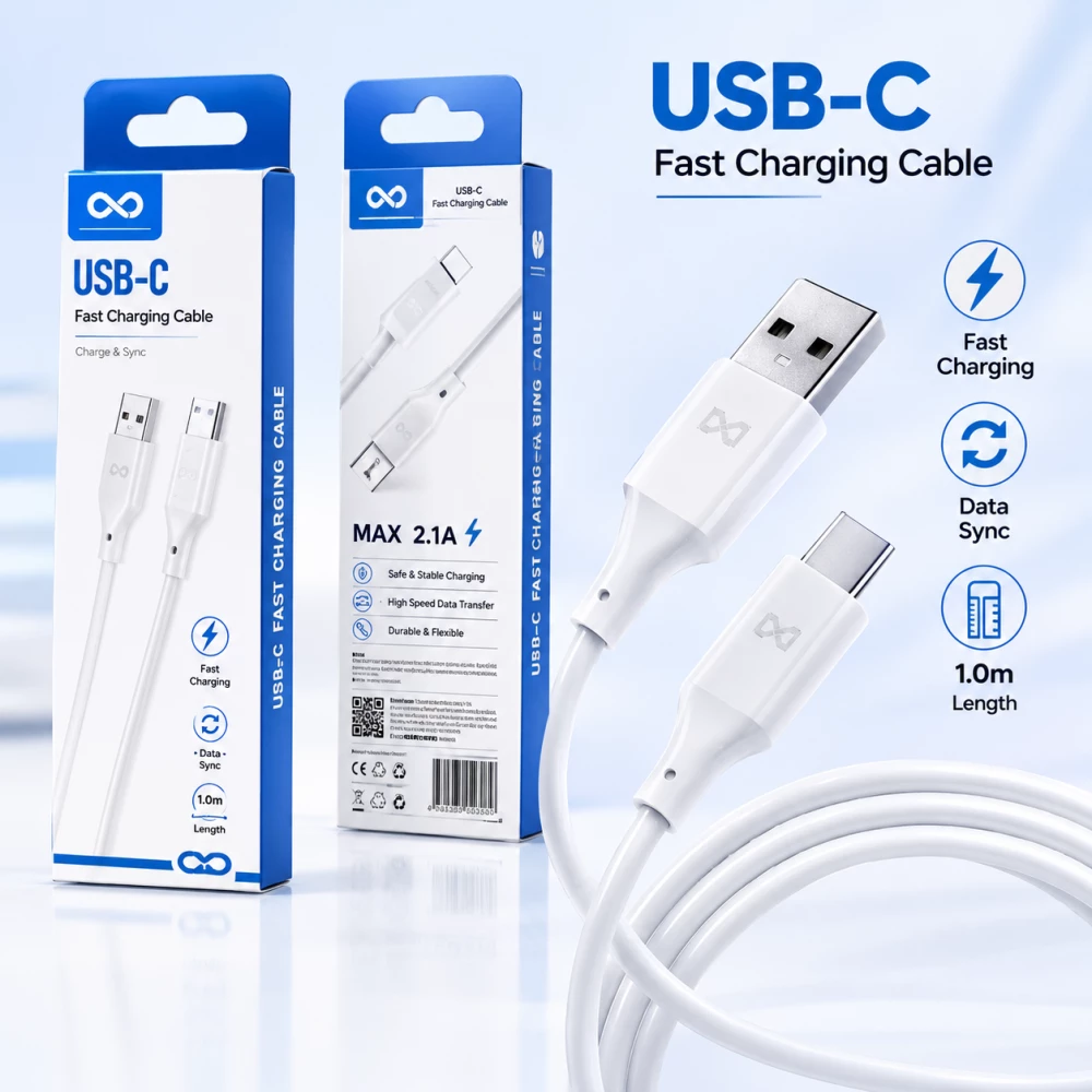 Cable Charge D06  USB-TC 2.4A Miccell Blanc